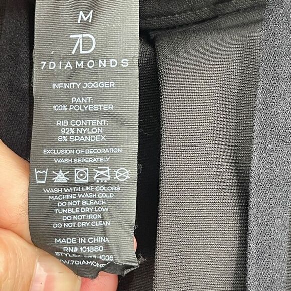 7 Diamonds Black Polyester Sport Infinity Jogger Activewear Pants Medium - Picture 4 of 7
